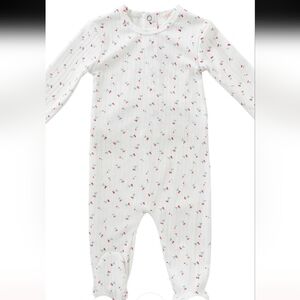Charming Floral Kids Footie in White